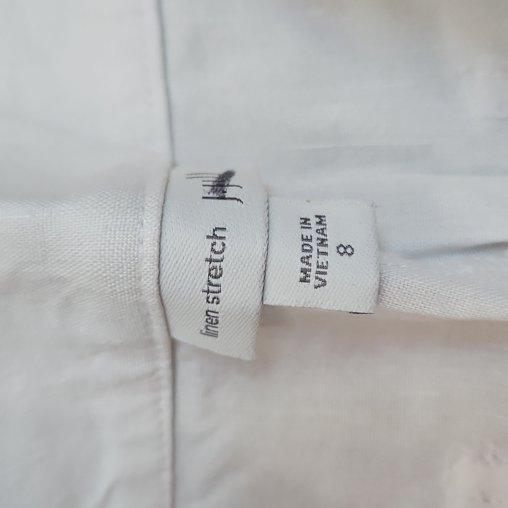 J. Jill White Linen Wide-Leg Pants with Button Detail- Side Zipper and Button - Picture 3 of 5